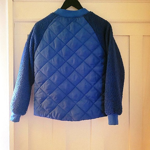 Cobalt Blue Mixed Material Teddy Coat Size M - Picture 8 of 8